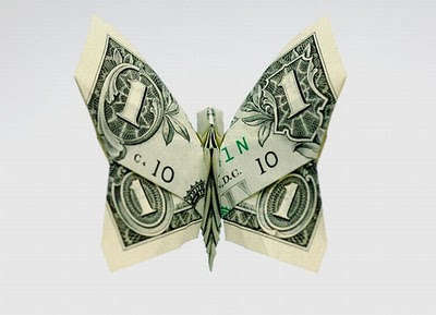 Оригами из денег - бабочка