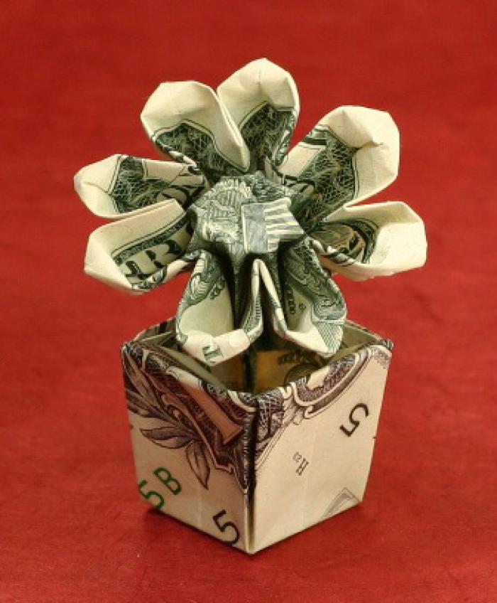 Оригами из денег - цветок