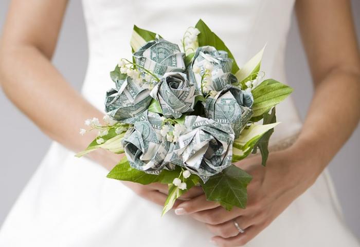 Оригами из денег - букет невесты