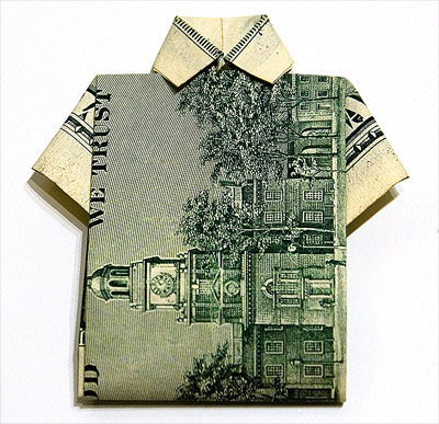 Оригами из денег - рубашка