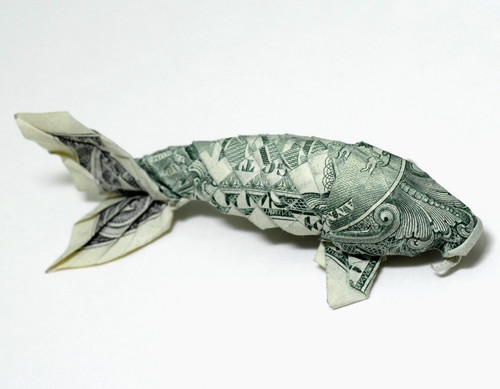 Оригами из денег - рыба