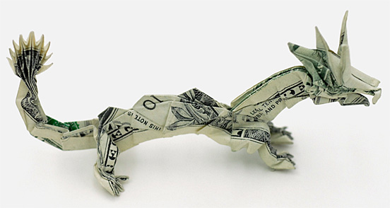 Оригами из денег - дракон