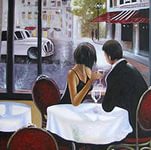 парень и девушка за столиком кафе смотрят в окно