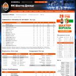 «Турнирная таблица чемпионата Украны» - веб-страница донецкого футбольного клуба «Шахтер»